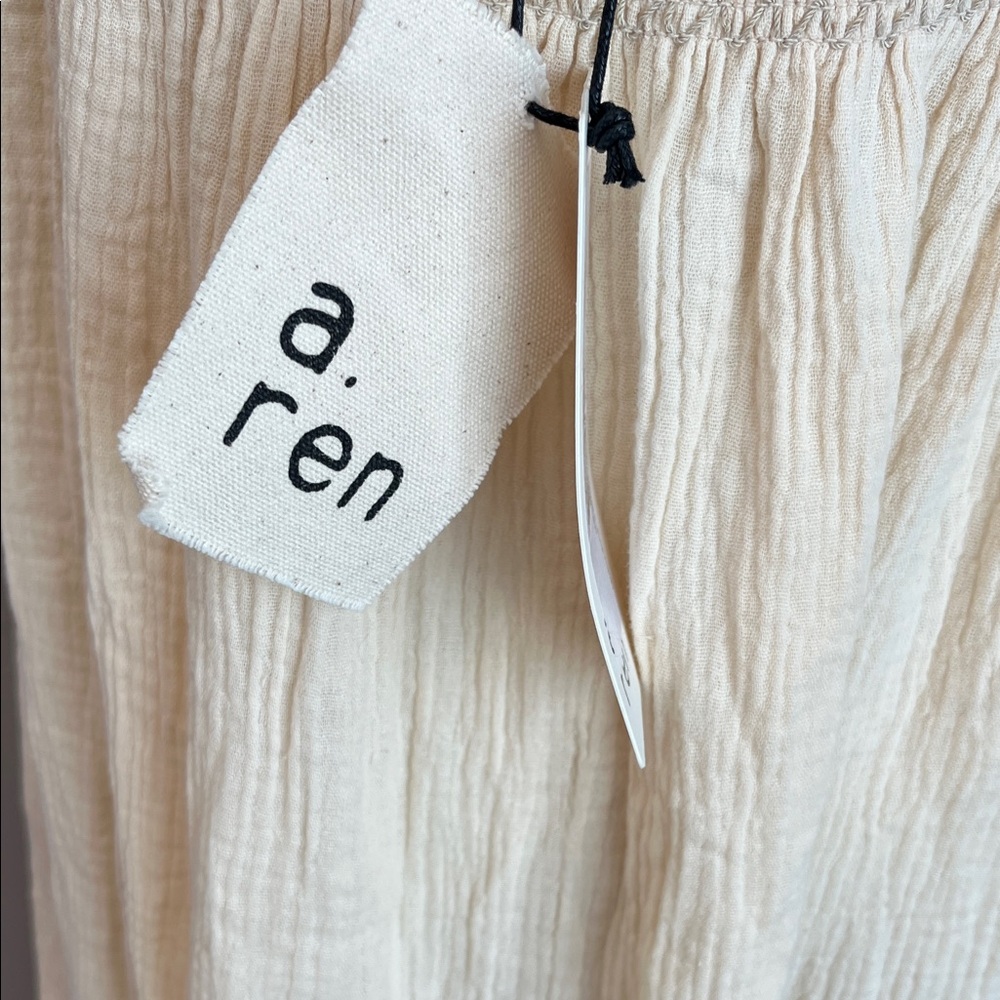 Women's Cream Maxi Sundress with Smocked Bodice - Picture 9 of 9
